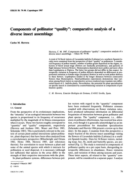 Components of Pollinator "Quality": Comparative Analysis of a Diverse Insect Assemblage