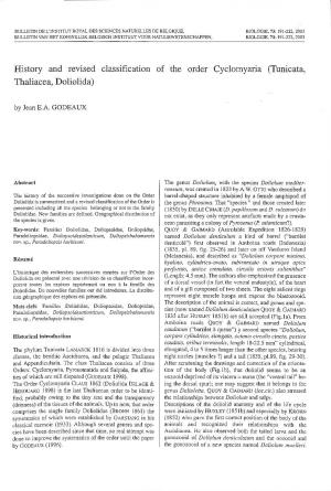 History and Revised Classification of the Order Cyclomyaria (Tunicata, Thaliacea, Doliolida)