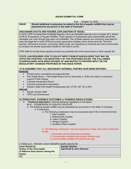 Issues Submittal Form