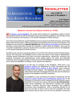 Newsletter July 2013 Volume 5 Number 1