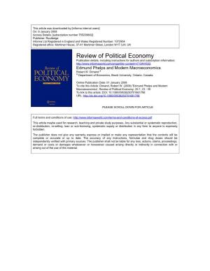 Edmund Phelps and Modern Macroeconomics Robert W