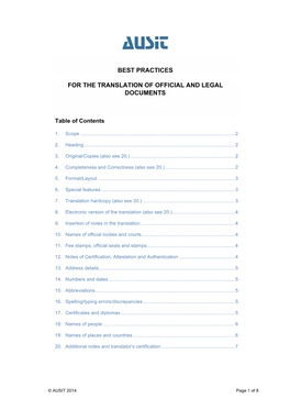 Best Practices for the Translation of Official And