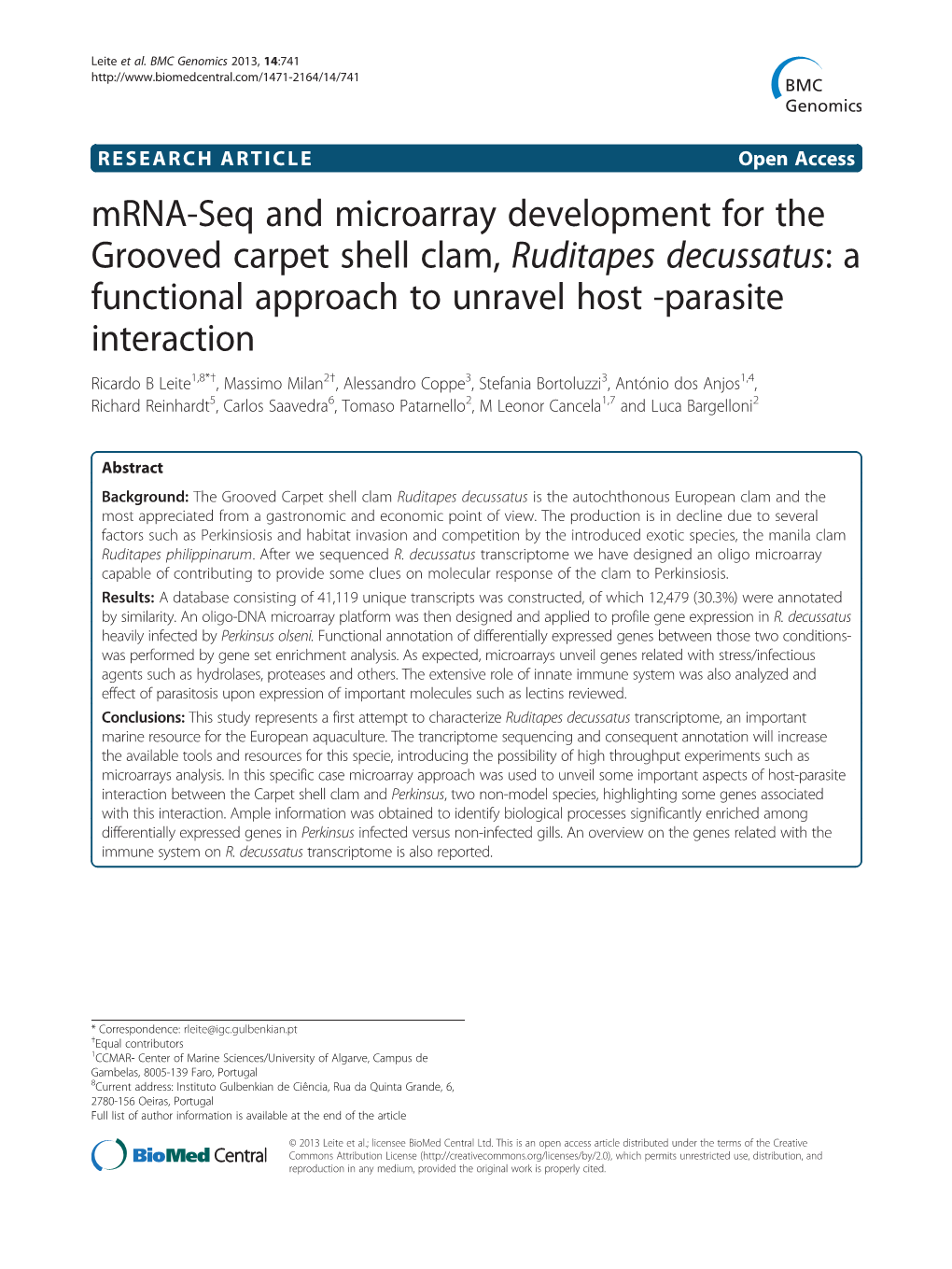 Mrna-Seq and Microarray Development for the Grooved Carpet