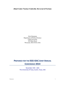 Prepared for the Isss-‐Isac Joint Annual Conference 2014