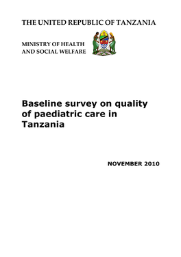 Baseline Survey on Quality of Paediatric Care in Tanzania