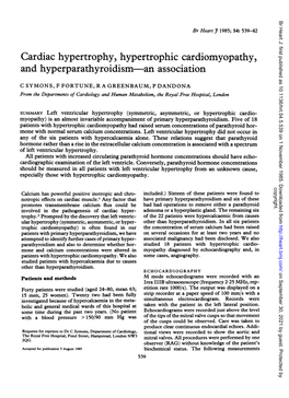 Cardiac Hypertrophy, Hypertrophic Cardiomyopathy, and Hyperparathyroidism-An Association