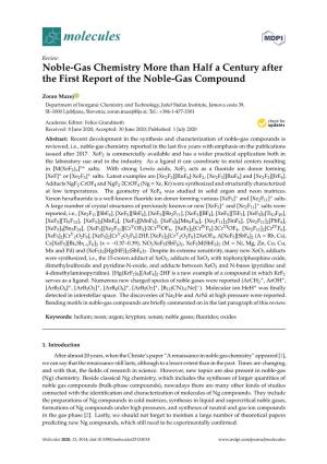 Noble-Gas Chemistry More Than Half a Century After the First Report of the Noble-Gas Compound