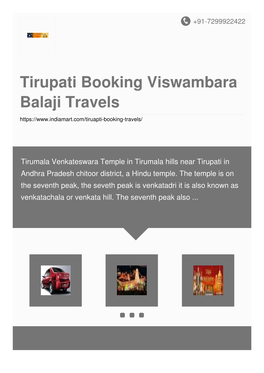 Tirupati Booking Viswambara Balaji Travels