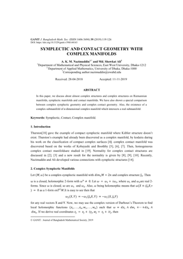 Symplectic and Contact Geometry with Complex Manifolds