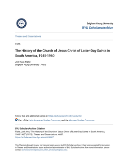 The History of the Church of Jesus Christ of Latter-Day Saints in South America, 1945-1960
