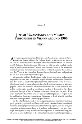 Chapter 2. Jewish Volkssänger and Musical Performers in Vienna