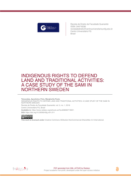 Indigenous Rights to Defend Land and Traditional Activities: a Case Study of the Sami in Northern Sweden