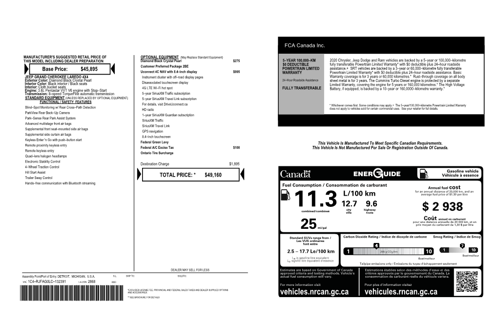 $ 2 938 Ville Route