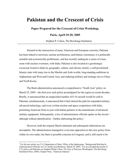 Pakistan and the Crescent of Crisis
