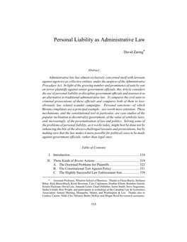 Personal Liability As Administrative Law