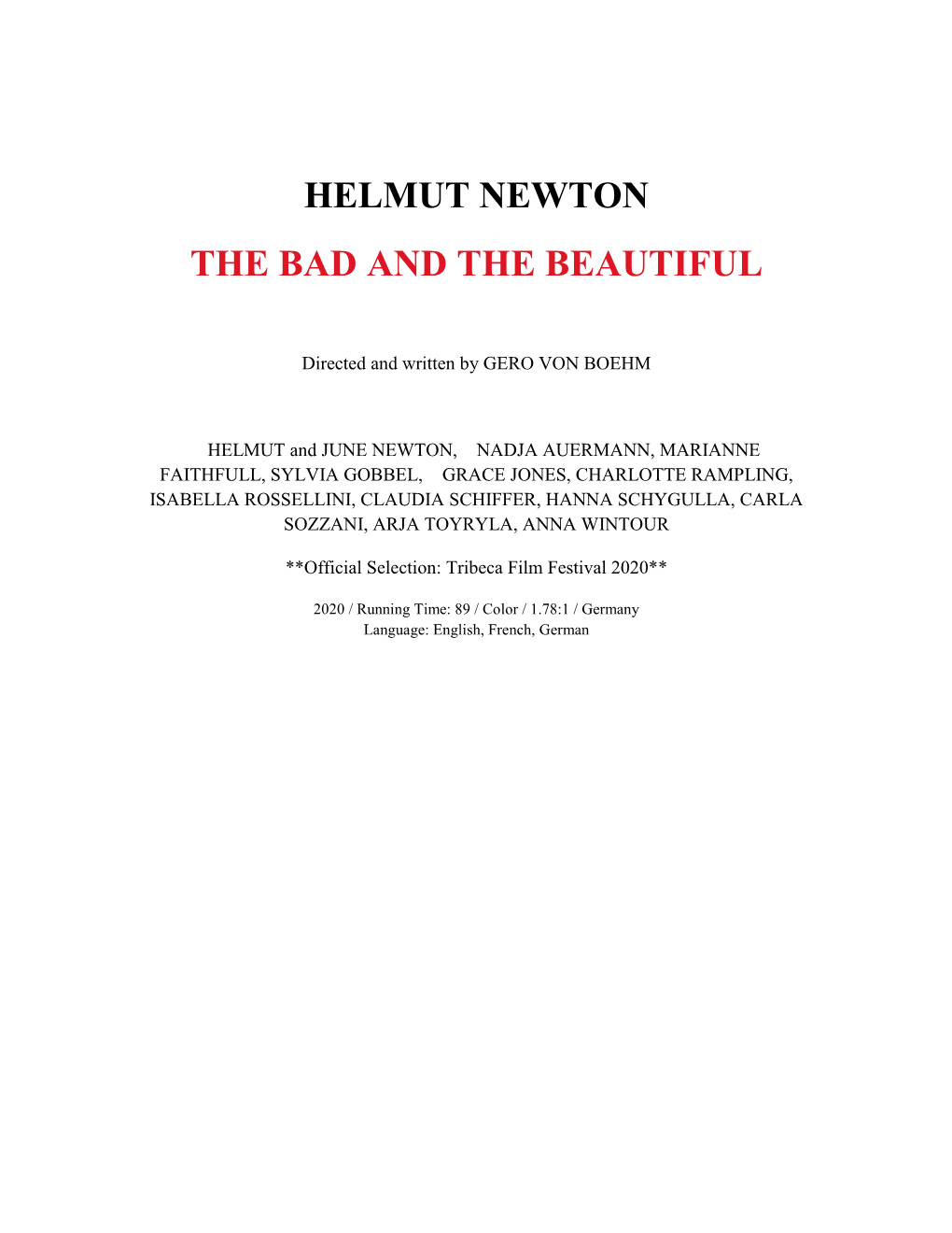 Helmut Newton the Bad and the Beautiful