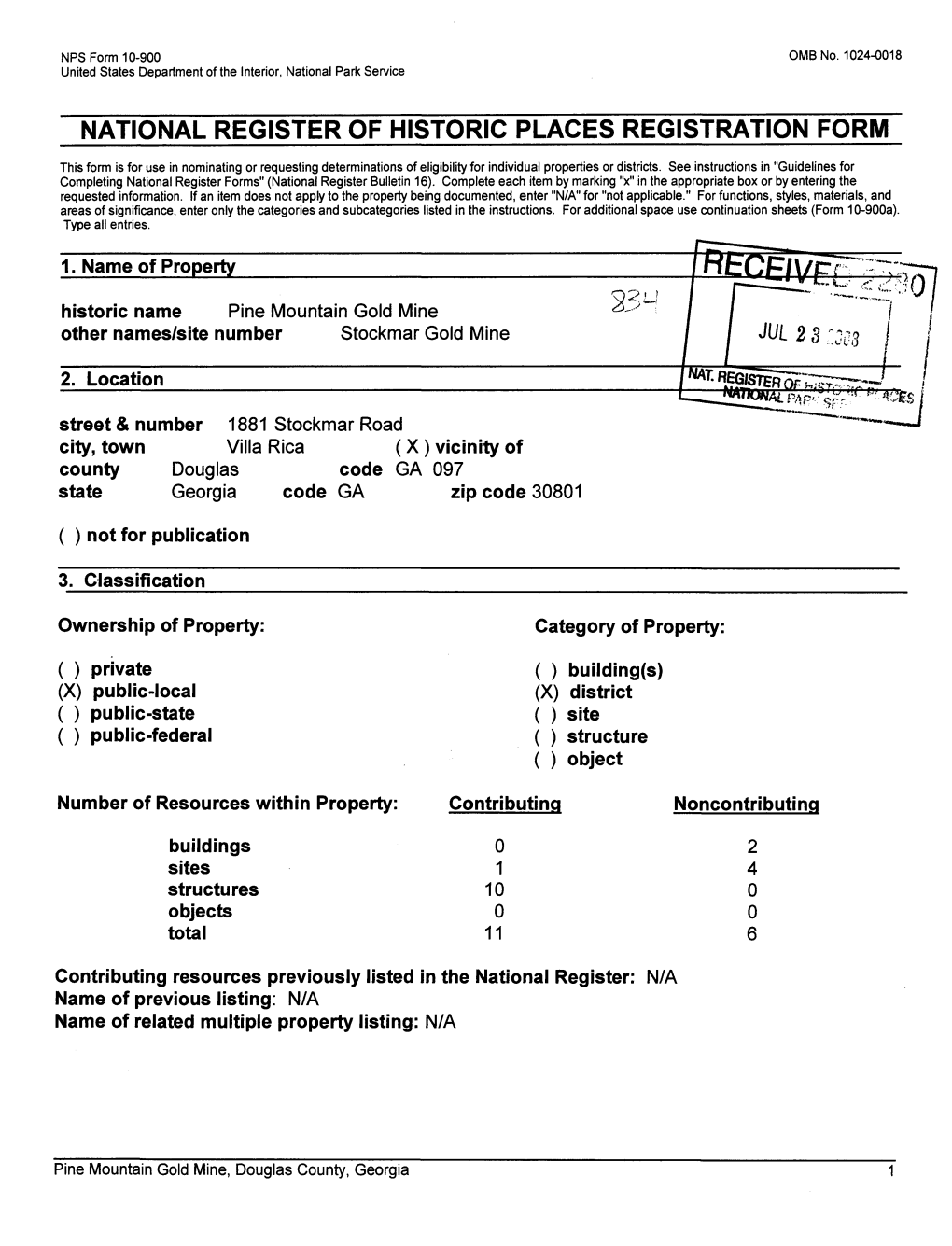 National Register of Historic Places Registration Form