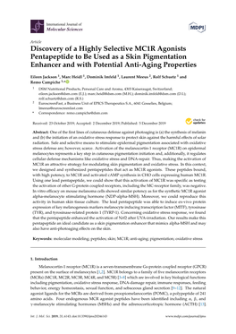 Discovery of a Highly Selective MC1R Agonists Pentapeptide to Be Used As a Skin Pigmentation Enhancer and with Potential Anti-Aging Properties