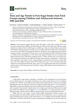Time and Age Trends in Free Sugar Intake from Food Groups Among Children and Adolescents Between 1985 and 2016