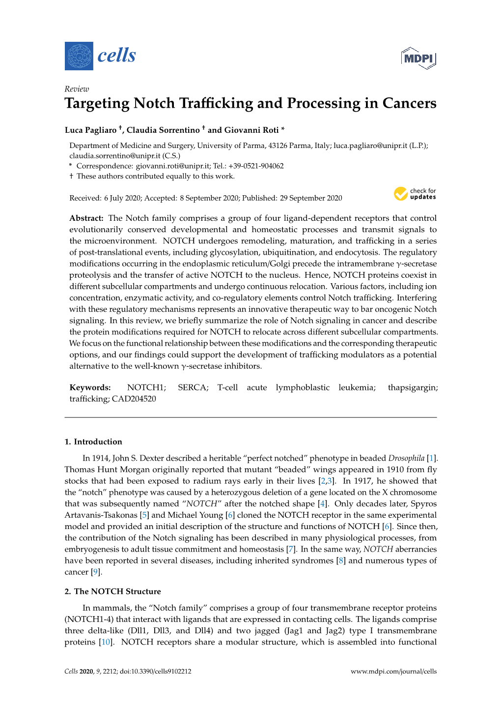 Targeting Notch Trafficking and Processing in Cancers