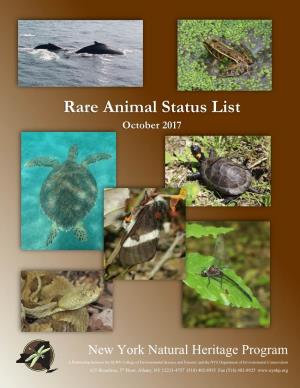 Rare Animal Status List October 2017