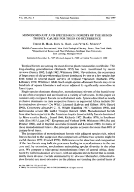 Monodominant and Species-Rich Forests of the Humid Tropics: Causes for Their Co-Occurrence