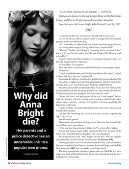Why Did Anna Bright Die?