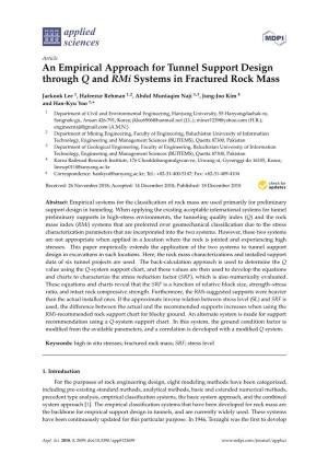 An Empirical Approach for Tunnel Support Design Through Q and Rmi Systems in Fractured Rock Mass