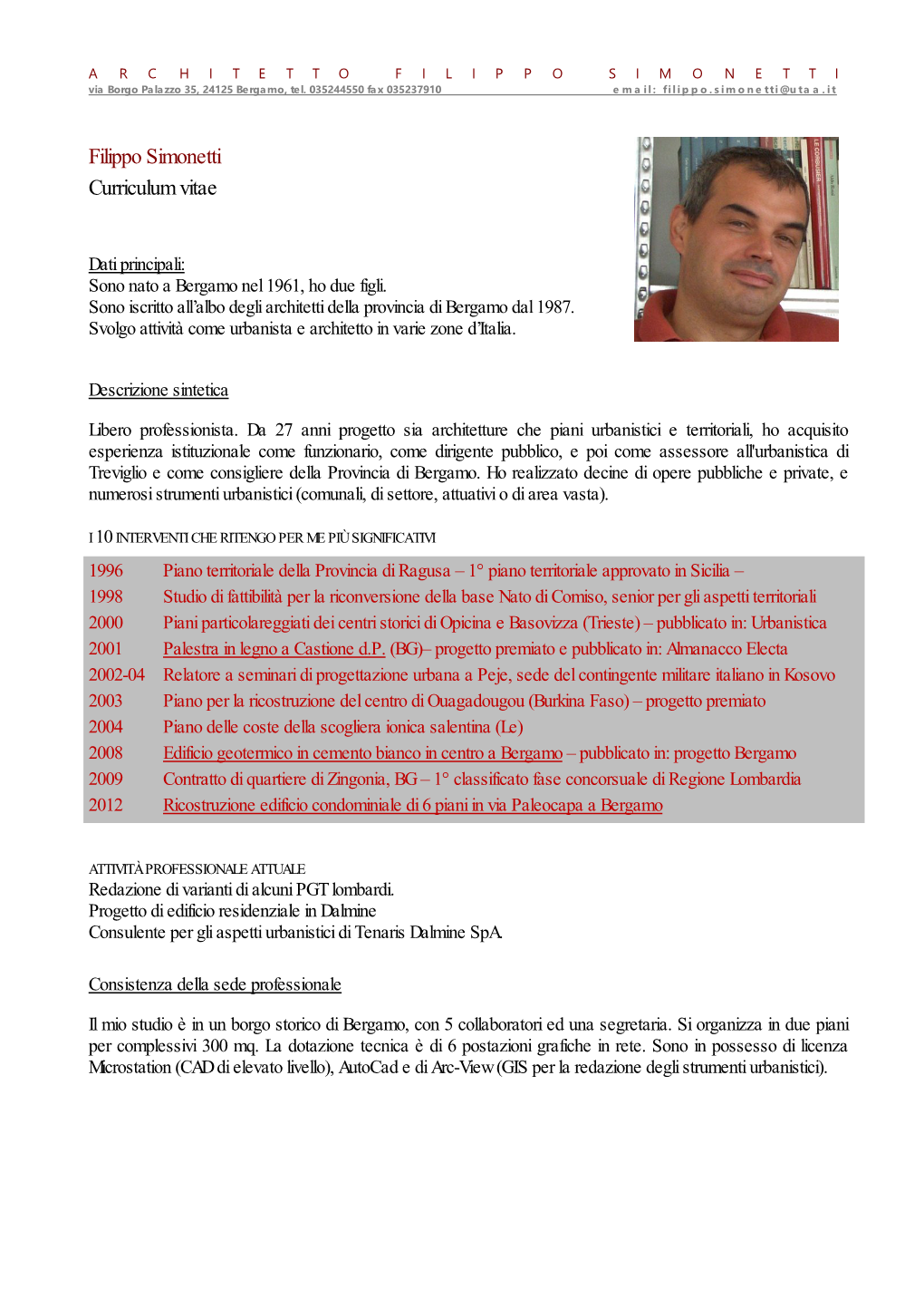 Filippo Simonetti Curriculum Vitae