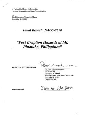 “Post Eruption Hazards at Mt. Pinatubo, Philippines ”