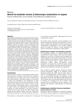 Β-Adrenergic Modulation in Sepsis Etienne De Montmollin, Jerome Aboab, Arnaud Mansart and Djillali Annane