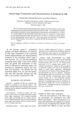 Aminosugar Components and Characterization of Antibiotic K-52B