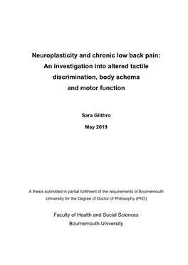 Neuroplasticity and Chronic Low Back Pain: an Investigation Into Altered Tactile Discrimination, Body Schema and Motor Function