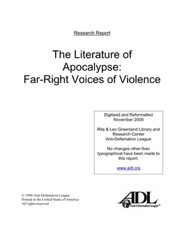 The Literature of Apocalypse: Far-Right Voices of Violence