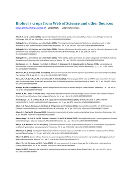 Biofuel / Crops from Web of Science and Other Sources Klaus.Ammann@Ips.Unibe.Ch 20130906 2224 References