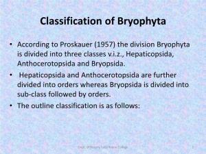 Classification of Bryophyta