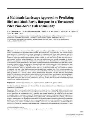A Multiscale Landscape Approach to Predicting Bird and Moth Rarity Hotspots in a Threatened Pitch Pine–Scrub Oak Community