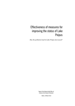 Improving the Status of Lake Peipus