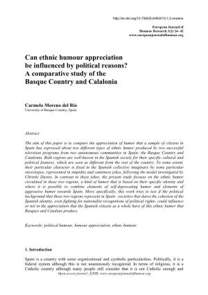 Can Ethnic Humour Appreciation Be Influenced by Political Reasons? a Comparative Study of the Basque Country and Calalonia