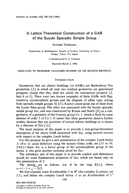 A Lattice Theoretical Construction of a GAB of the Suzuki Sporadic Simple Group