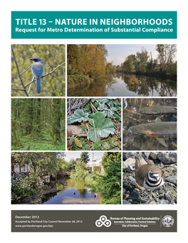 Title 13 – Nature in Neighborhoods R Equest for Metro Determination of Substantial Compliance