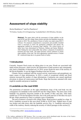 Assessment of Slope Stability