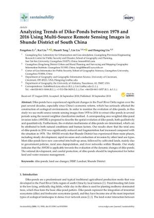 Analyzing Trends of Dike-Ponds Between 1978 and 2016 Using Multi-Source Remote Sensing Images in Shunde District of South China