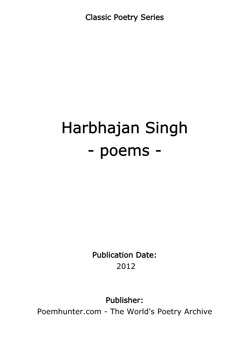 Harbhajan Singh - Poems