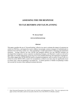 Assessing the Fdi Response to Tax Reform and Tax-Planning