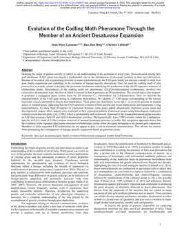 Evolution of the Codling Moth Pheromone Through the Member of an Ancient Desaturase Expansion