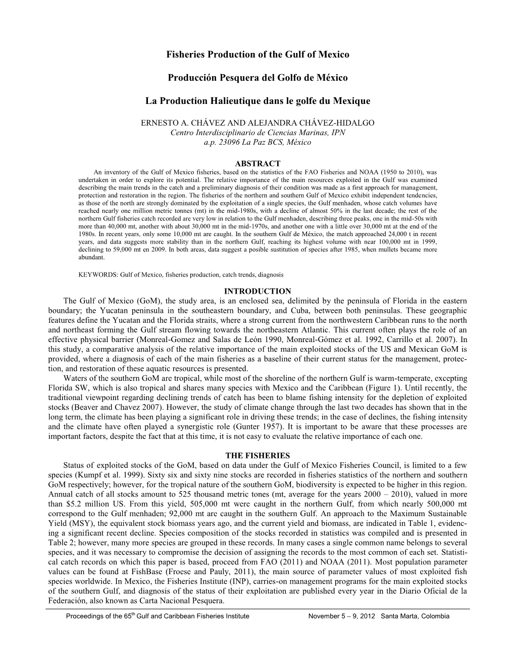 Fisheries Production of the Gulf of Mexico