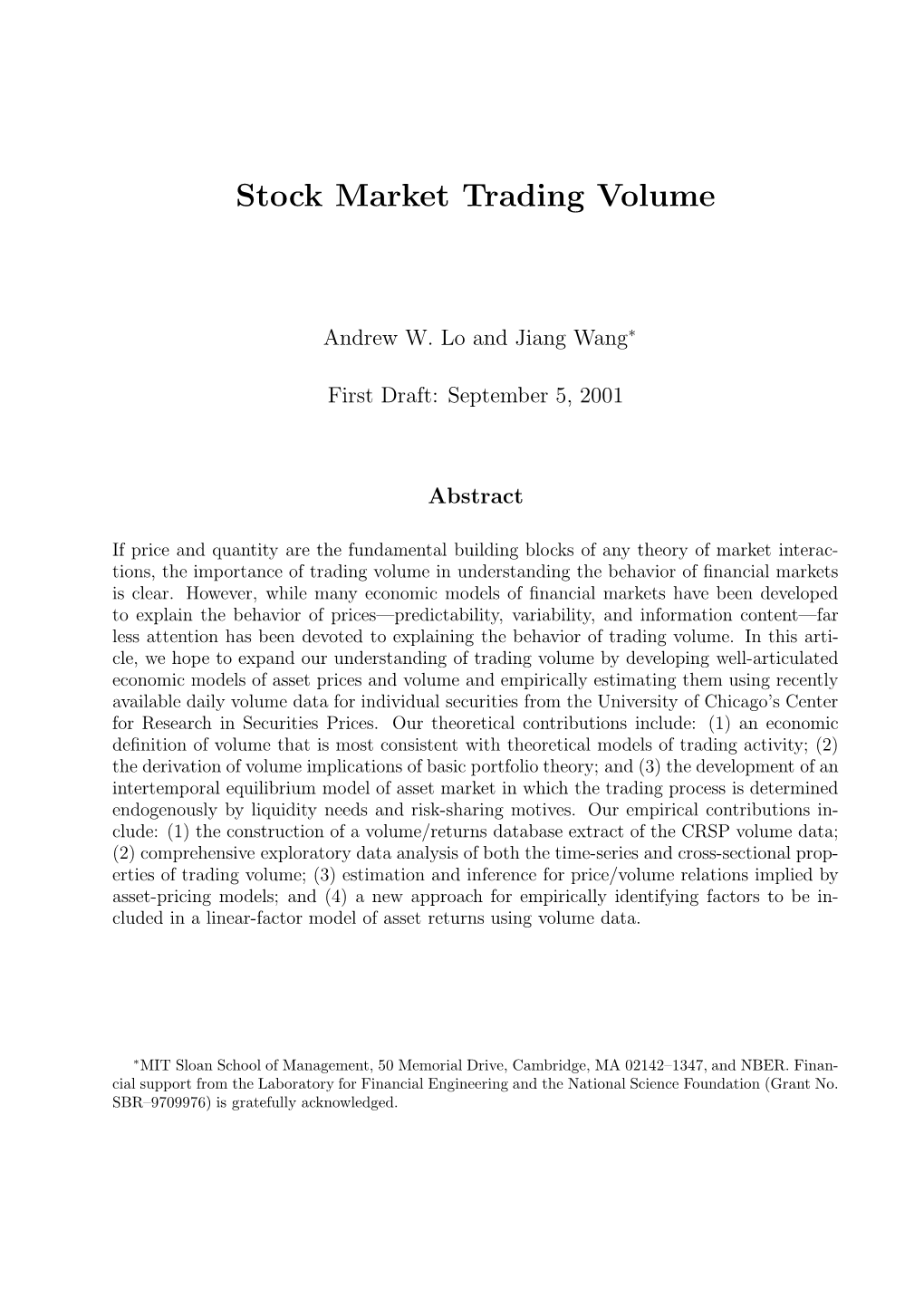 Stock Market Trading Volume