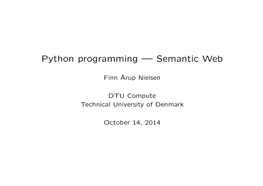 Python Programming — Semantic Web