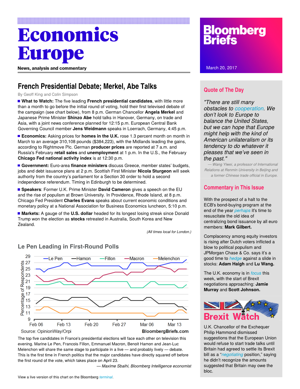 Bloomberg Briefs: Economics Europe